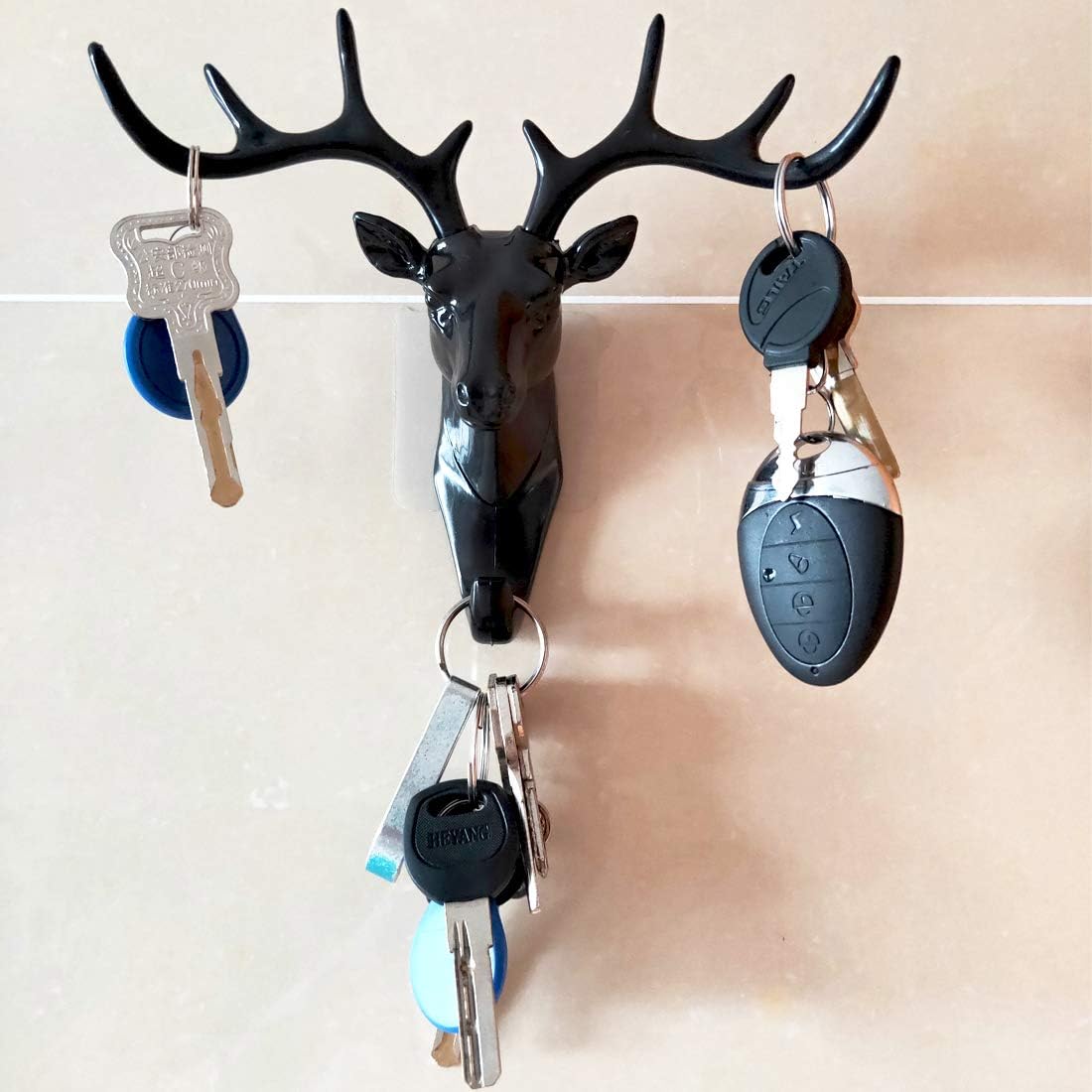 DEER HEAD SELF ADHESIVE WALL DOOR HOOK HANGER Pack Of 2