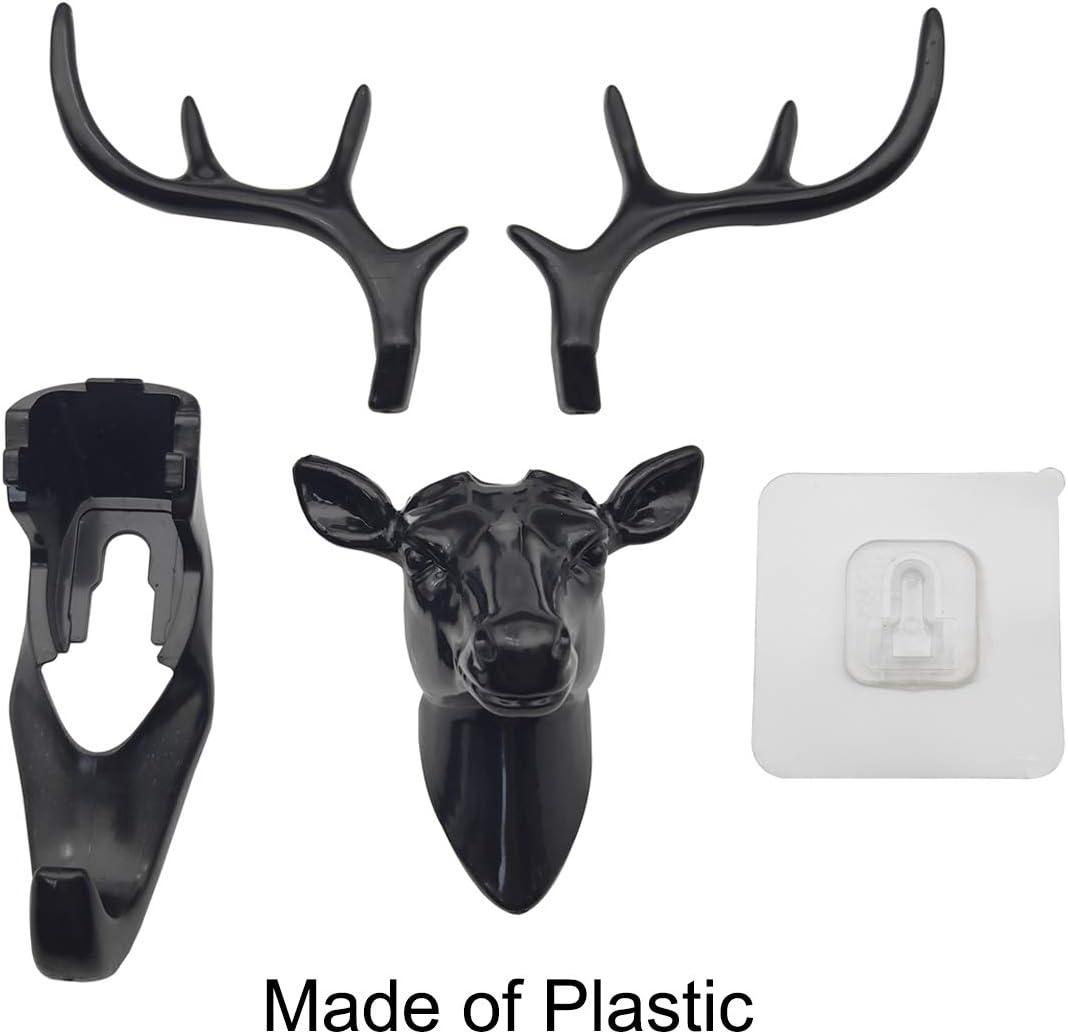 DEER HEAD SELF ADHESIVE WALL DOOR HOOK HANGER Pack Of 2
